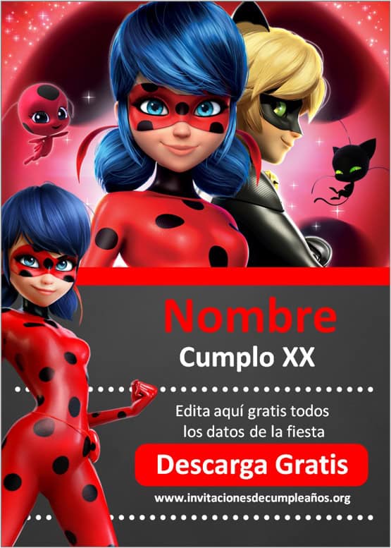 10 MEJORES] Invitaciones Miraculous Ladybug, WHATSAPP